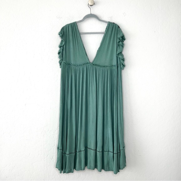 Free People Teal Midi Dress with Black Embroidery - Picture 6 of 8